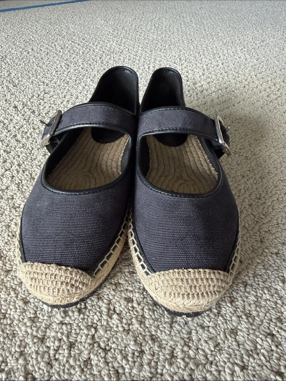 Coach Black Espadrille Mary Jane Flats with Buckle